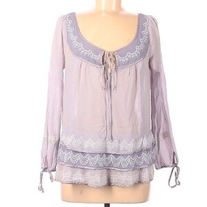 Anthropologie Lithe grey Size 8 Long Sleeve bohemian Blouse